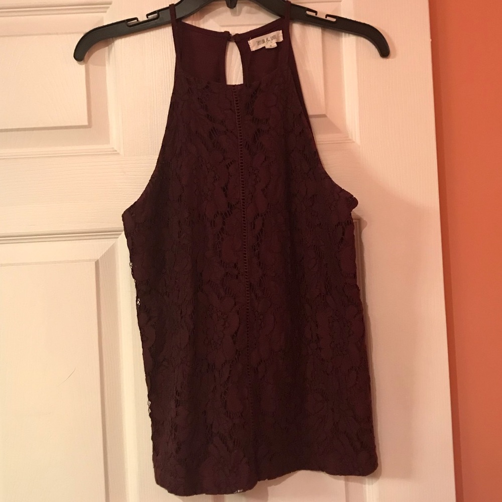 Maroon Lace Tank Top Blouse